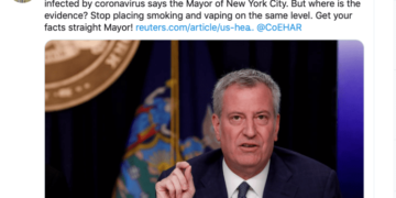 De Blasio: smoking and vaping increase the risk for those with coronavirus